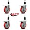 Service Caster 5'' Red Poly Swivel 1-3/8'' Expanding Stem Caster Set Total Lock Brake, 4PK SCC-EXTTL20S514-PPUB-RED-138-4 - alternate 4